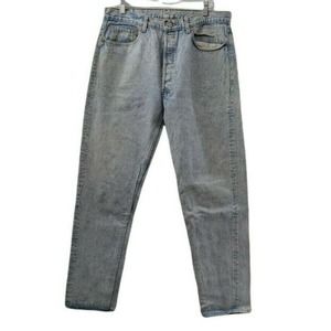 Levis 501 38x32 Denim Blue Jeans Red Tab Distressed USA Made Worn Light Wash 2